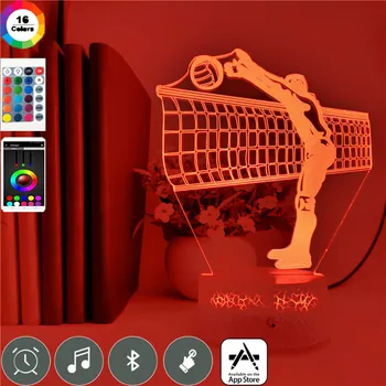 

Volleyball Block Mode 7 Colors 3d Led Nightlight for Athlete Friends Gifts Children Bedroom Decoration App Control Table Lamp