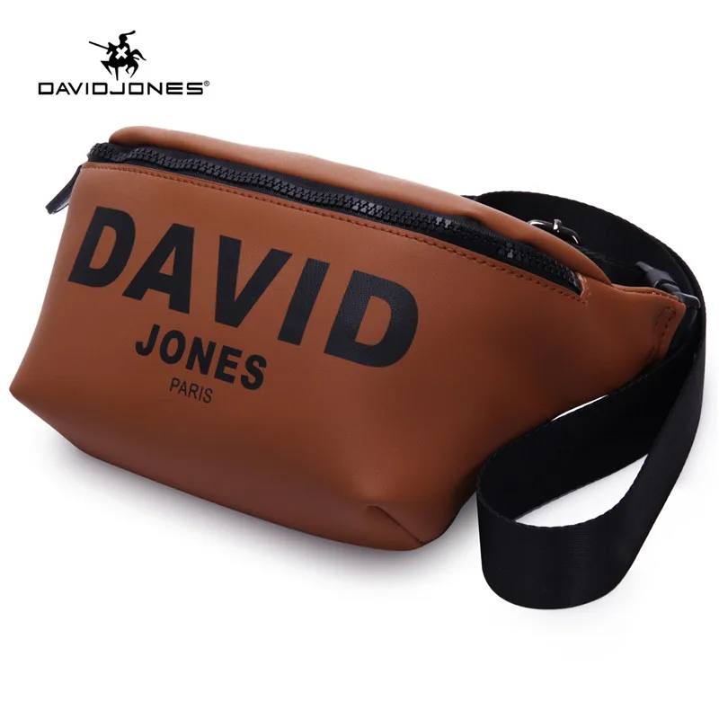 

DAVID JONES women waist bags faux leather female belt bags small lady trip fanny pack girl brand leg bag banana drop shipping