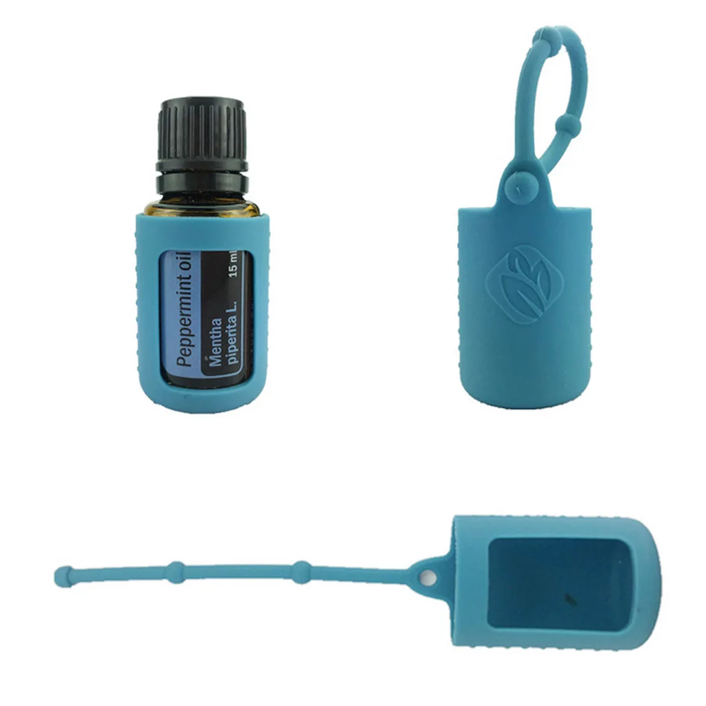 6pcs Silicone 15ml Roller Bottle Holder Sleeve Essential Oil Carry Keychain Keyring Pouch for Backpack Bag Home Travel Outdoor