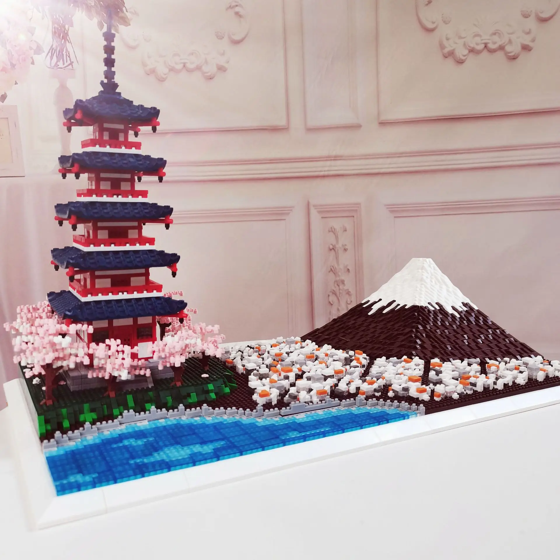 

6500 шт. + строительные блоки Fujiyama, Япония, Fuji Mount Chureito, пагода, 3D модель, сборные мини-блоки, фигурки, игрушки для детей, подарки