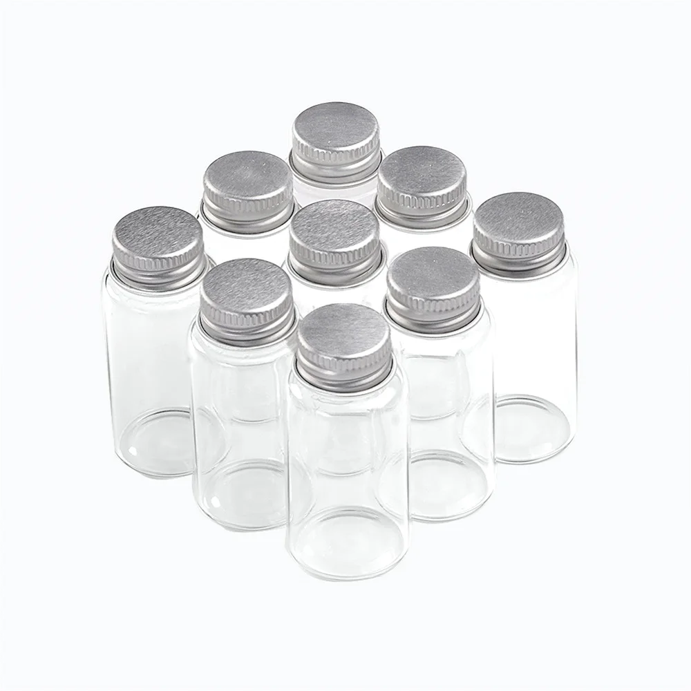 20ml Glass Container with Silver Spiral Aluminum Lid Small and Clear