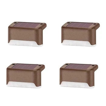 

4pcs Solar Powered LED Fence Wall Light Outdoor Garden Patio Stair Lamp Outdoor Induction Lighting Cold White