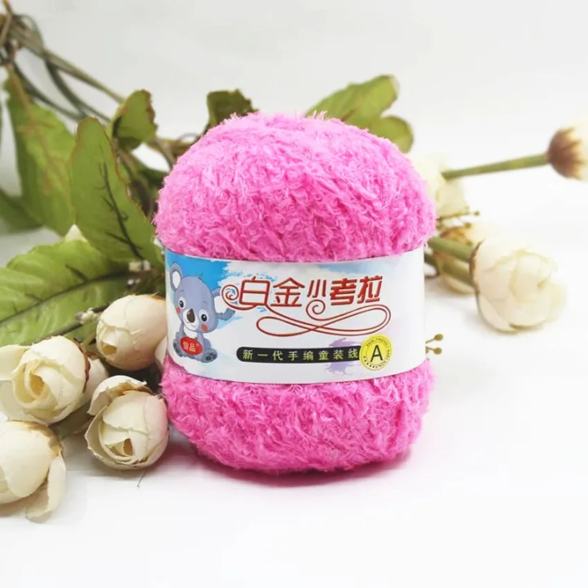 50g=1pc Small koala yarn Baby Thread Yarn for Hand Woven towel hat line scarf coral fleece yarn Coat Socks Thread Fancy Yarn 2