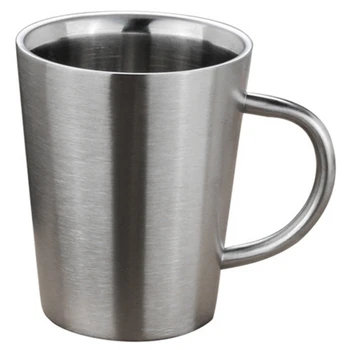 

340 Ml Stainless Steel Copper Plated Coffee Cup Double Layers 304 High Temperature Resistance Milk Tea Mug Silver