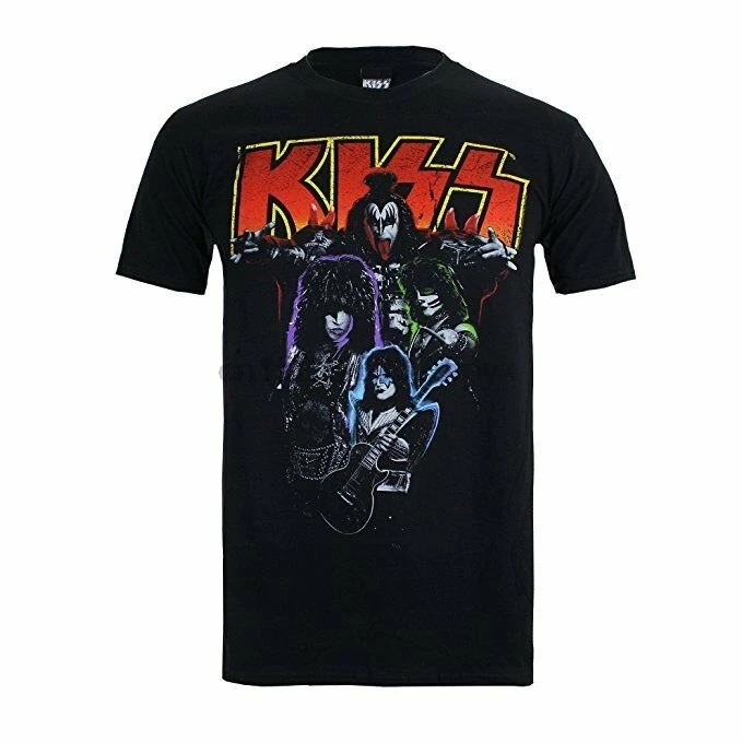 Официальная неоновая футболка рок-группы Kiss | Мужская одежда