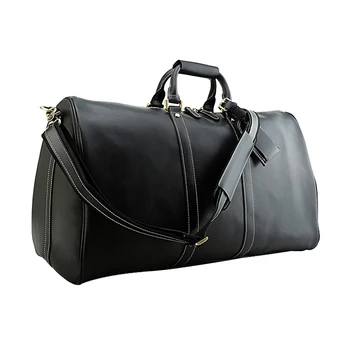 

Full Grain Leather Travel Bags Big Capacity Shoulder Luggage Bags Mens Genuine Cowhide Weekender Bags