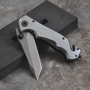 Brand Folding Knife Black Titanium Tactical Pocket Knife Rescue survival knife aluminum handle Camping Hunting knife SDIYABEIZ 1