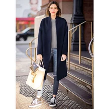 Осень и зима стиль средней длины Толстая шерстяная куртка большой размер платье шерстяное пальто мода D021