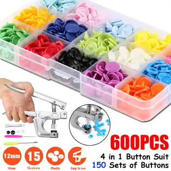 

600 pcs T5 Plastic Snap Button with Snaps Pliers Tool Kit & Organizer Containers,Easy Replacing Snaps,DIY Family Tailor+Bag