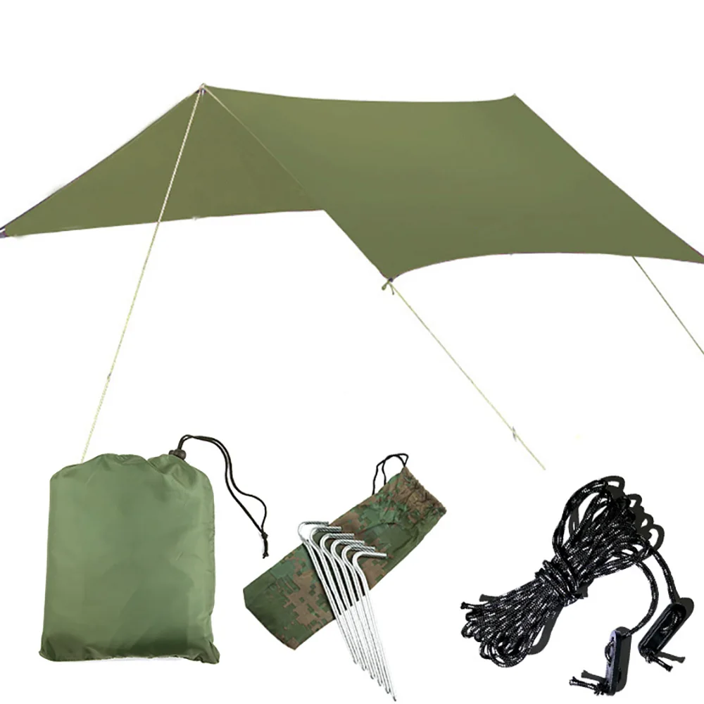 Кемпинг гамак брезент, водонепроницаемый ветрозащитный легкий дождевик. Идеальная Брезентовая палатка для альпинизма, пеших прогулок и путешествий - Цвет: Green