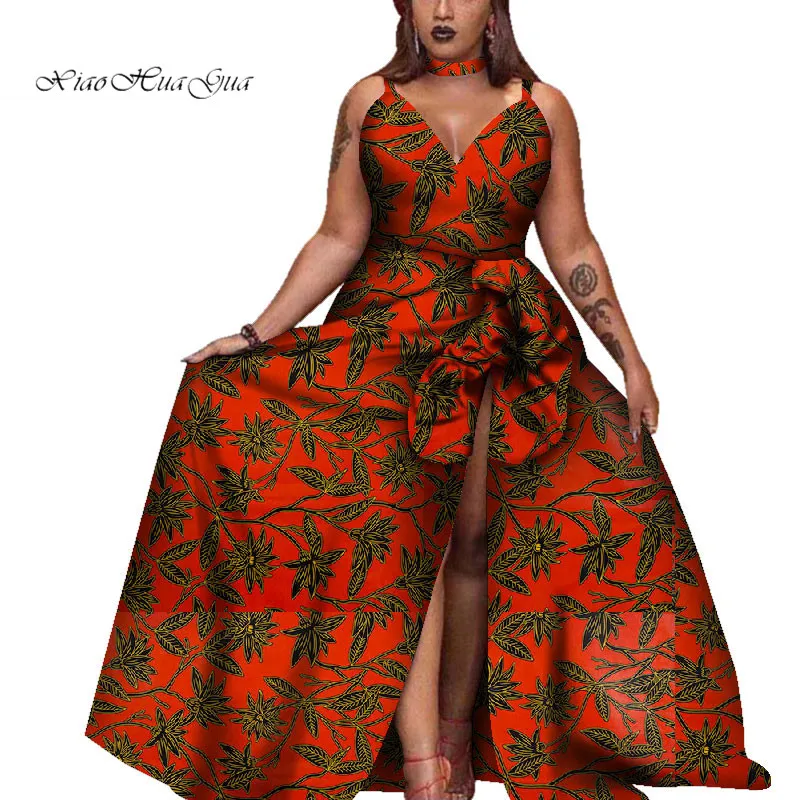 Ожерелье африканские платья для женщин Африканский Принт без рукавов вечерние платья Дашики размера плюс женская одежда 6XL WY4313