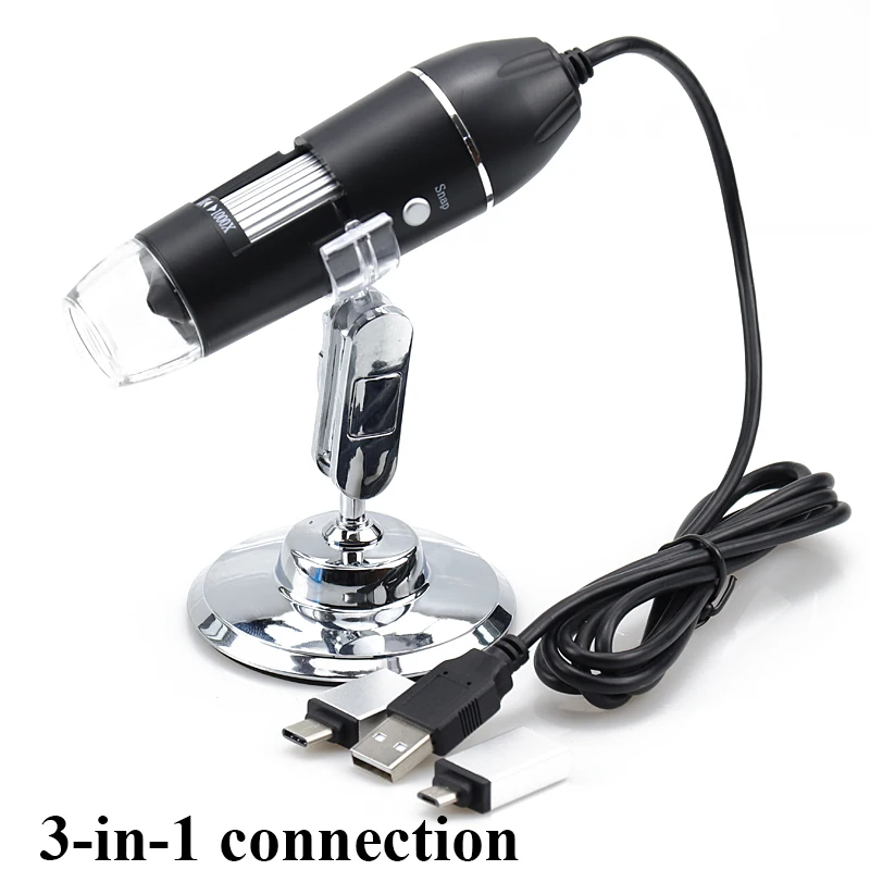 1600X USB цифровой микроскоп 8 СВЕТОДИОДНЫЙ Портативный микроскоп с кронштейном Электронные Микроскопы для Android ios iPhone iPad