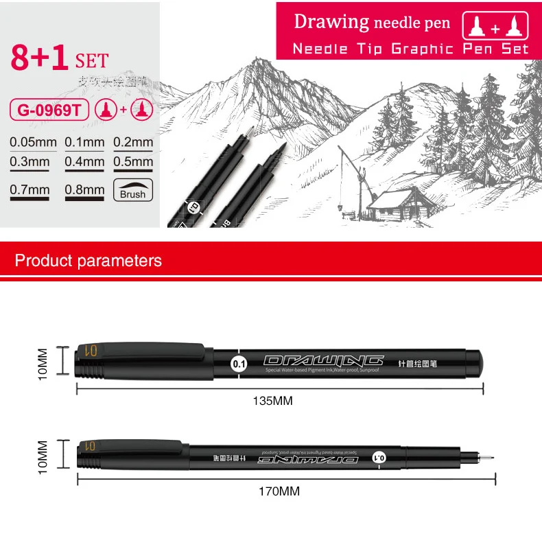 Drawing Fiber Needles Fine liner Brush Pen Sketch Pen For Designer  Architect Art