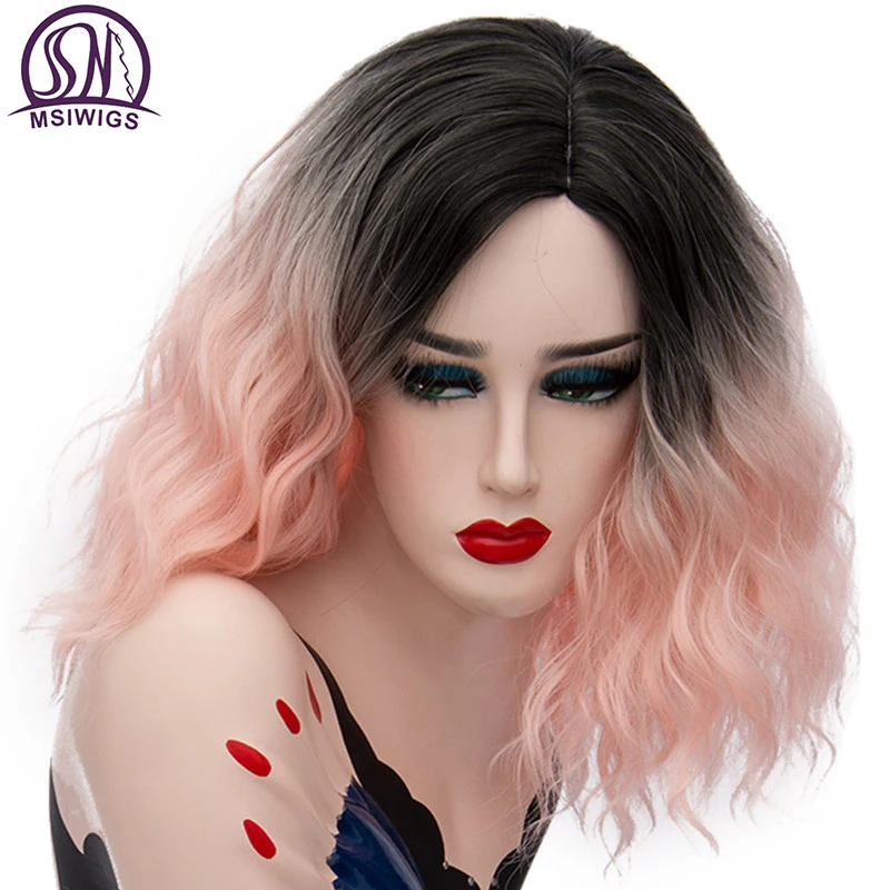 MSIWIGS короткий кудрявый двухцветный парик для косплея женщин Боб Омбре