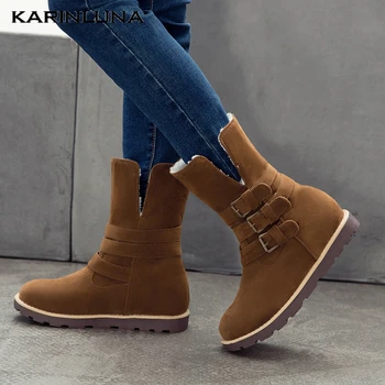 

Karinluna Large Size 43 Flat With Outdoor Keep Warm Plush 2020 Winter Woman Shoes Snow Boots