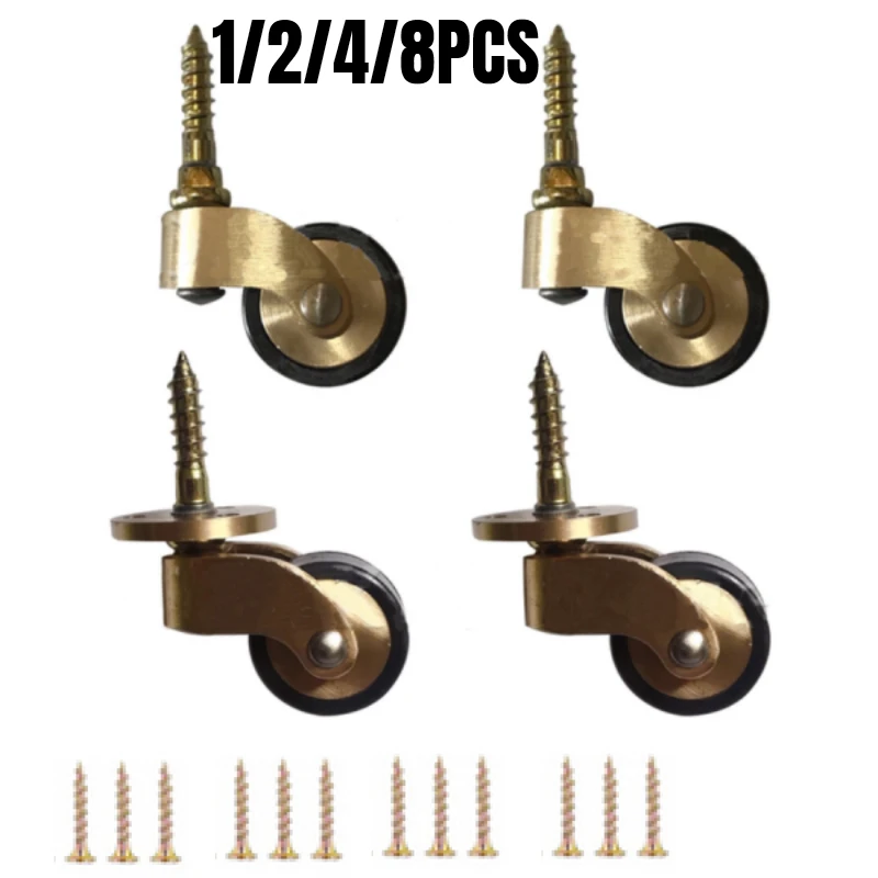 1/2/4/8PCS Brass Universal Wheels Furniture Caster Wheels Heavy Duty