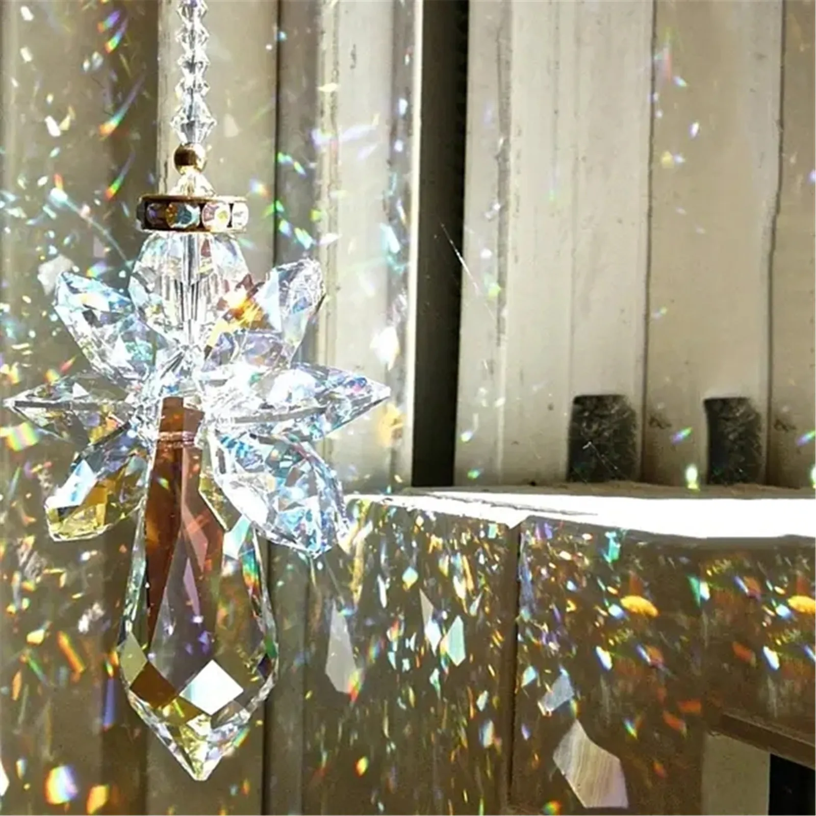 Modern Rainbow Crystal Angel Chakra Suncatcher Car Charm Pendant Wall Window Door Wind Chimes Hanging Ornaments Room Home Decor wind bell wind chimes wind chime crystal hanging decoration wall hanging pendant crystal wall hanging crystal light catcher window hanging suncatcher