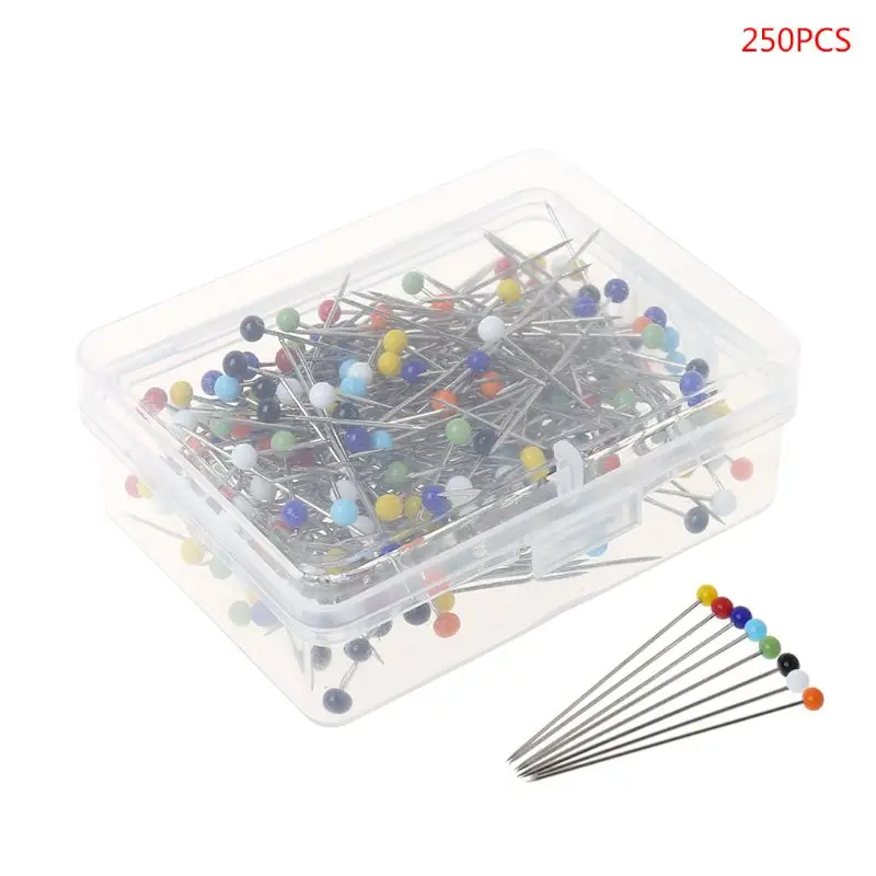 

250pcs Round Glass Ball Head Pins DIY Quilting Tool Sewing Accessories School Office Stationery DXAC