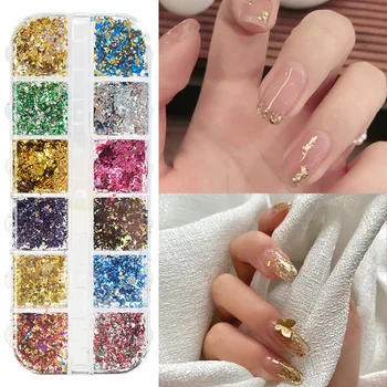 

Holographic Powder on Gold leaf Silver Glitter Chrome Nail Powder Shimmer Gel Polish Flakes
