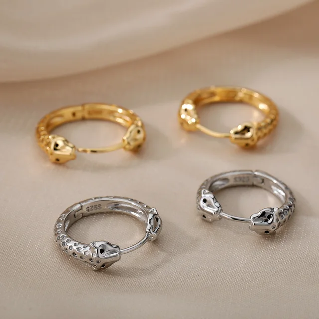 Aesthetic Stainless Steel Hoop Earrings For Women Gold Minimalist Heart Snake Flower Zircon Earring Korean Fashion Jewelry 2022 E2031-4