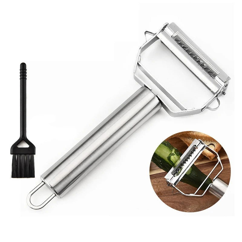 

Stainless Steel Peeler with Brush, Multipurpose Ultra Sharp Vegetable Fruits Peeler Paring Knife Perfect for Apples, Potatoes