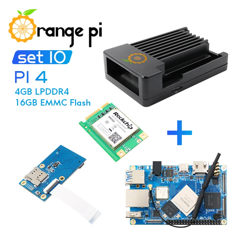 Orange Pi4 4G16G + плата расширения PCIE модуль 4G чехол Поддержка Android Ubuntu