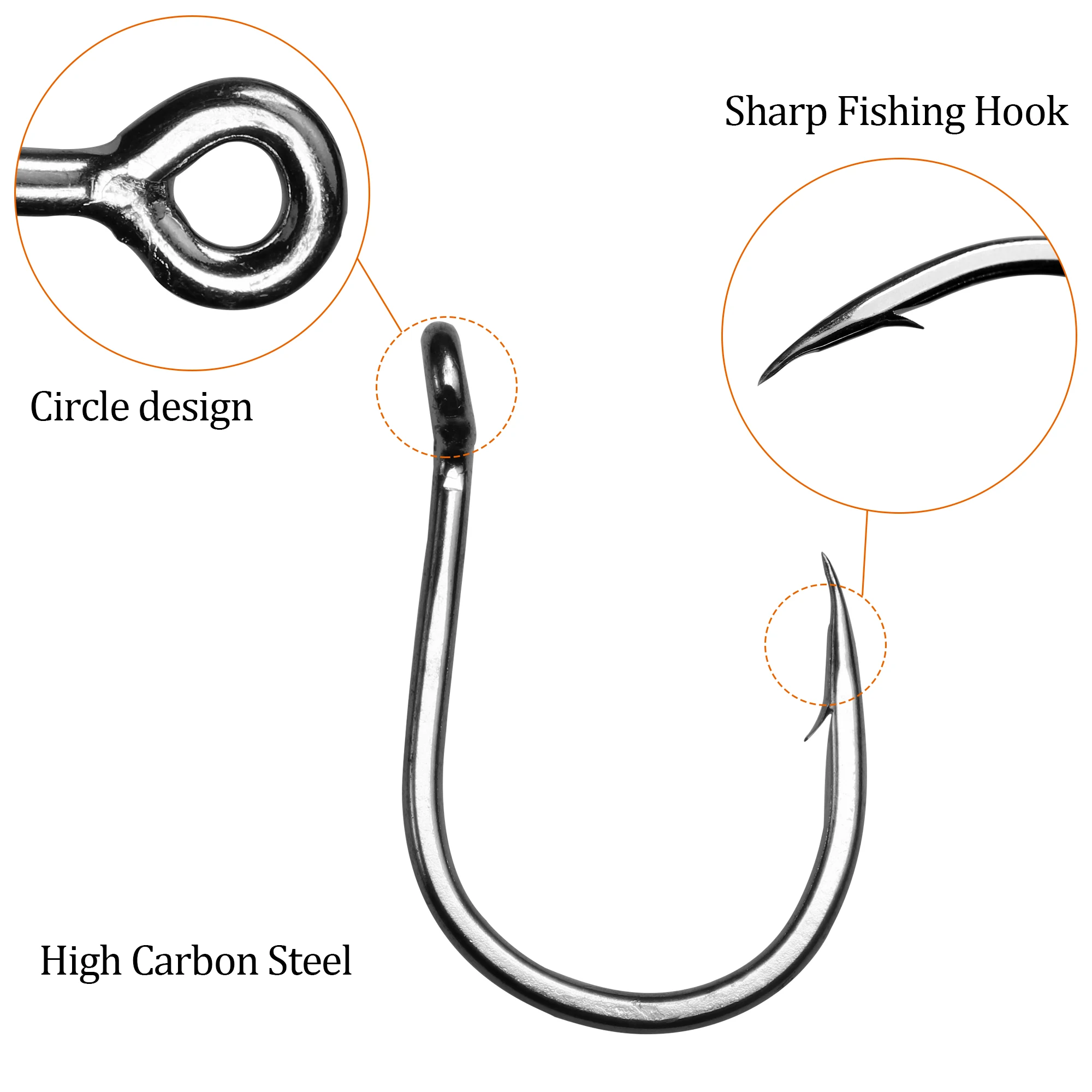 Jigging Sea Fishing Hooks Saltwater 9985 #3/0 #6/0 #7/0 #9/0 Big UP Eye  Hooks Barbed Crank Hook Sea Bass Fishing Tackle