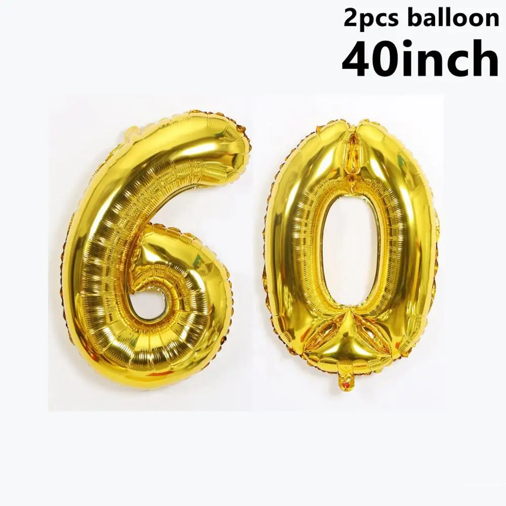 60th 40inch Balloons Taoup золотой черный 60th посуда для вечеринки в честь Дня Рождения Чашки тарелки полотенца покрытие стола счастливый 60 день рождения Декор для взрослых и дедушек - Цвет: 60th 40inch Balloons