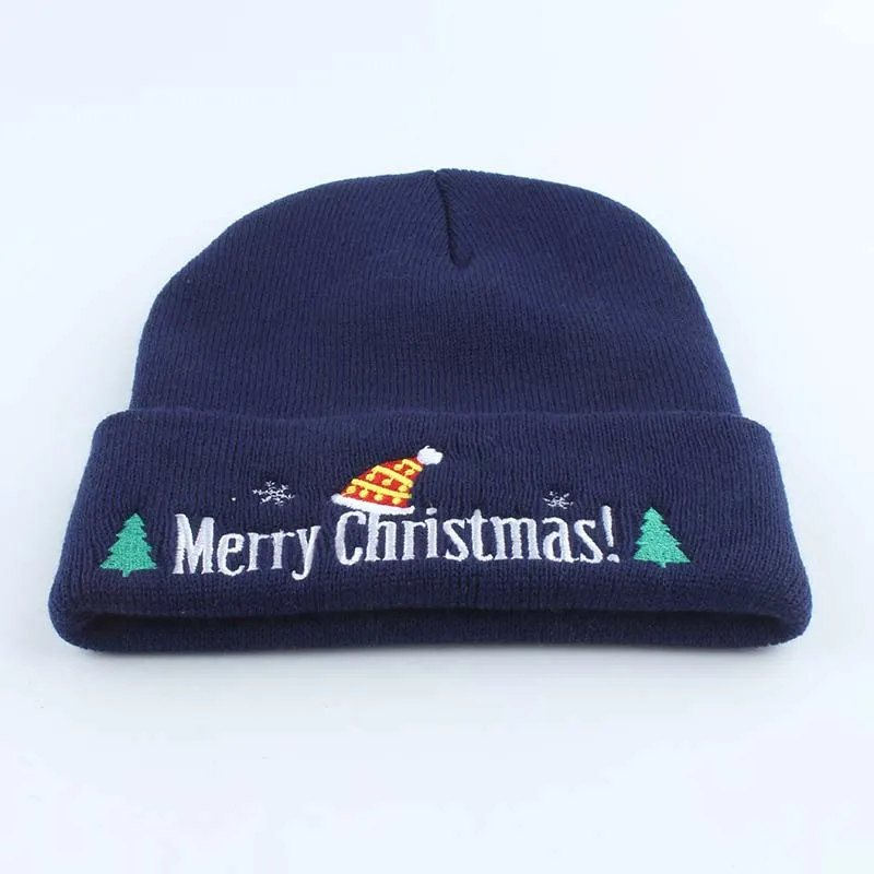 Merry Christmas вышивка зимние шапки для мужчин и женщин теплые вязаные шапочки шапка для рождественской вечеринки украшения год