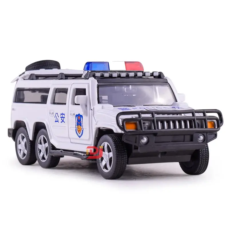 02 Настоящая модель автомобиля Hummer из сплава, полицейский автомобиль, специальная модель автомобиля, коллекционный игрушечный светильник, музыкальный подарок для мальчика - Цвет: 02