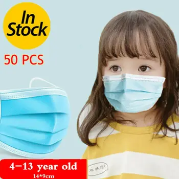 

50Pcs Disposable Children Kids Baby Protective Three-Layers Anti Dust Face Mask Cover Shield Safe Outdoor PM2.5 Protect