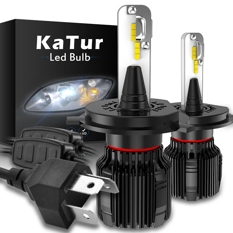 

Katur Fanless LED H4 Car LED Headlight Bulbs 6500K Hi-Lo Beam Automobile Led Headlamp Car Light 12V 24V H7 H1 No Fan Fog Lights 8000Lm Ture Lumens