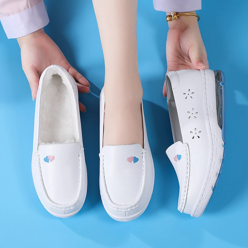 Zapatos de trabajo de mocasines de goma cómodos, ligeros, para caminar, blanco|Zapatos vulcanizados de mujer| - AliExpress