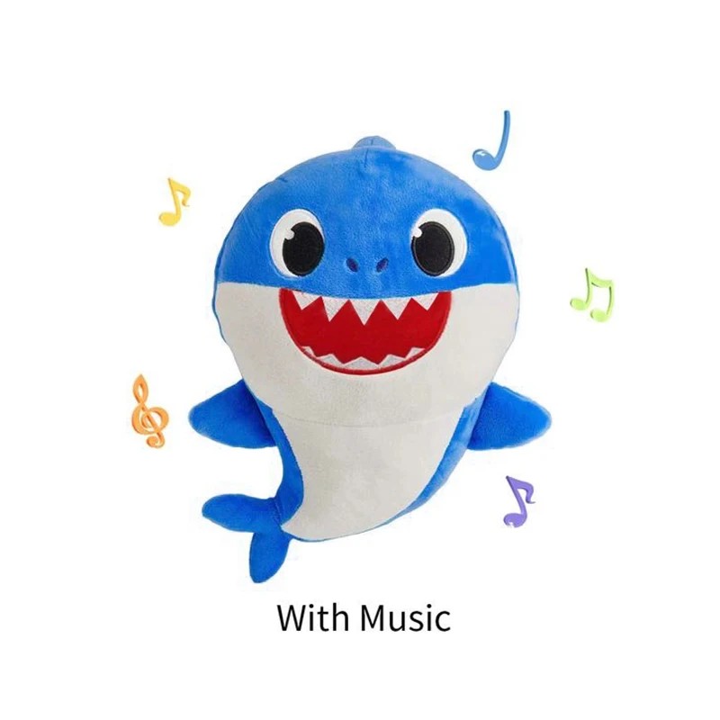 Мягкие куклы Babyes мультфильм Sharkes игрушки милые животные плюшевые игрушки куклы пение английская песня вся песня для детей подарок - Цвет: Song light blue