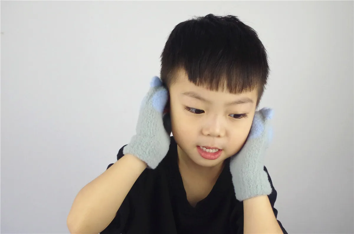 Новые стильные детские перчатки для мальчиков и девочек, с когтями, с двойным утеплением, с веревкой, длинные митенки для пальцев, детские