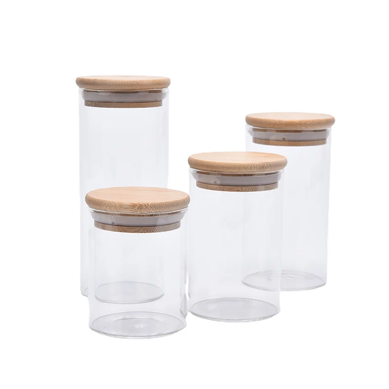 

Glass Jar with Bamboo Lid Sealed Canister Food Storage Bottles Container Storage