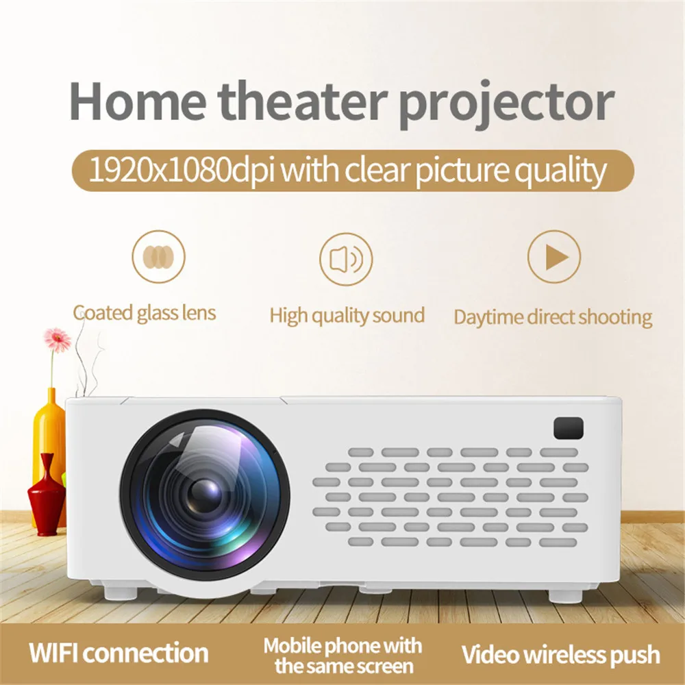 J12 Full-HD 1080P проектор мобильный телефон Wifi беспроводной экран дисплей Умный домашний кинотеатр видео проектор в подарок PK J9