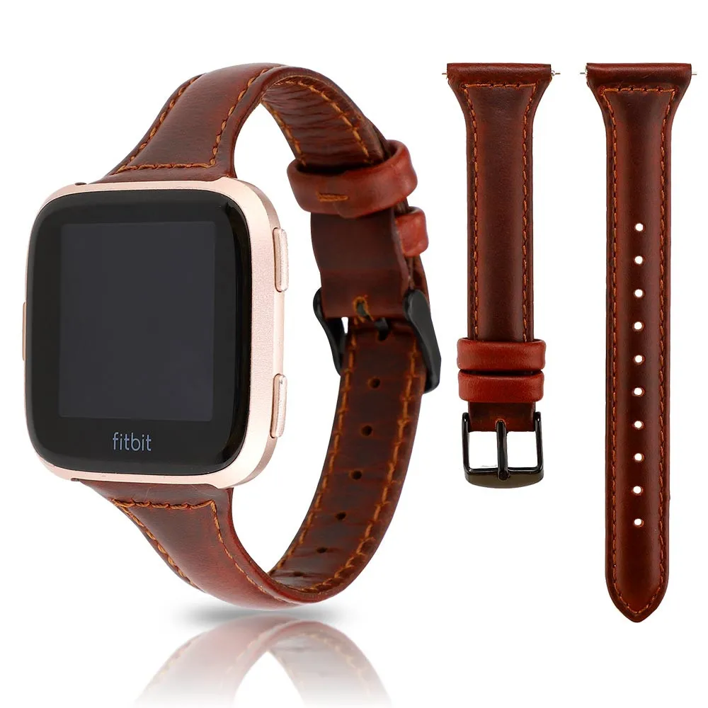 T Форма масло воск кожаный браслет Смарт аксессуары для часов для Fitbit Versa часы ремешок аксессуары для Fitbit Versa Lite