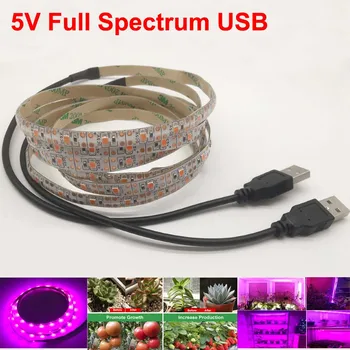 

LED Grow Light Full Spectrum USB LED Strip Lights 0.5m 1m 2m 2835 Chip LED Phyto Lamps For Greenhouse Hydroponic Plant Growing