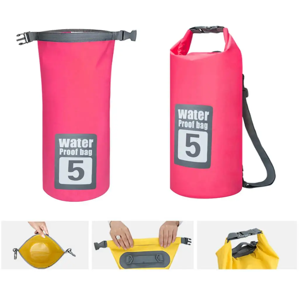 PVC Waterproof Dry Bag Camping Fishing Dry Sack Backpack Pink 5L/10L/15L/20L/30L