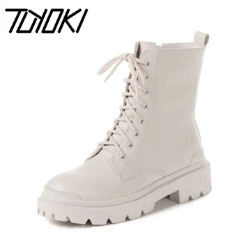 

Tuyoki Women Ankle Boots Genuine Leather Zipper Women Autumn Winter Shoes Fashion Cool Short Boots Women Footwear Size 34-40