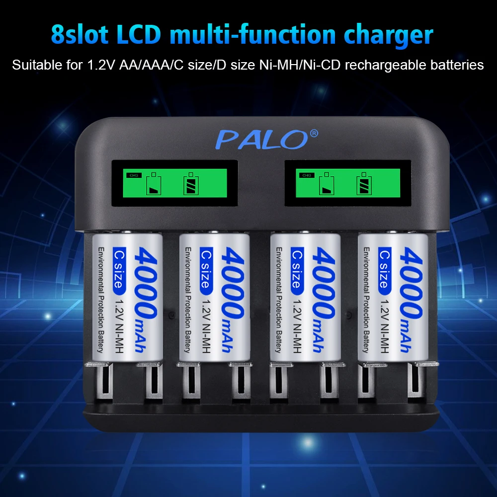 2-8pcs C Size LR14 Rechargeable Battery 4000mAh Type C Battery 1.2V NI-MH Rechargeable C Batteries for Flashlight Gas Cooker