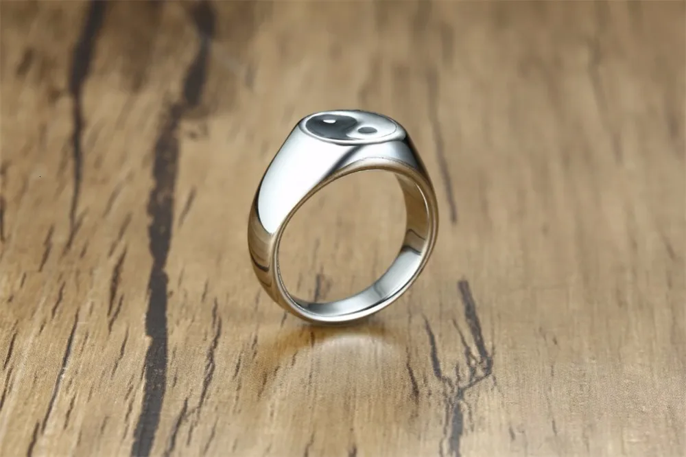Инь Ян перстень из нержавеющей стали по-настоящему благородное роялти мизинец кольцо ювелирные изделия для мужчин и женщин Баланс йога круглая полоса