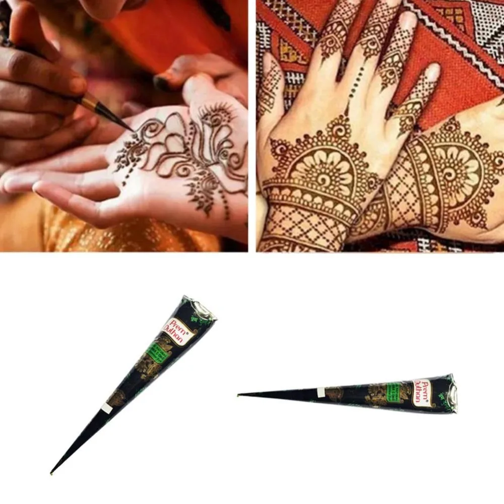 Brown Henna Cones Indian Henna Tattoo Paste For Temporary Tattoo Body Art Sticker Natural Body Paint Tattoo Henna Cones