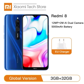 

Global Version Xiaomi Redmi 8 3GB 32GB Smartphone 5000mAh Snapdragon 439 Octa Core 12MP Dual Camera Telephone 6.22" Mobile Phone