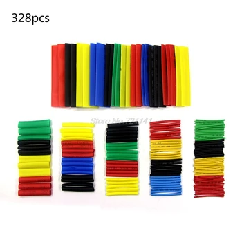 

328pcs 8 Sizes Heat Shrink Tubing 2:1 Black Tube Car Cable Sleeving Assortment Wrap Wire Insulation Materials DIY Kit Dropship