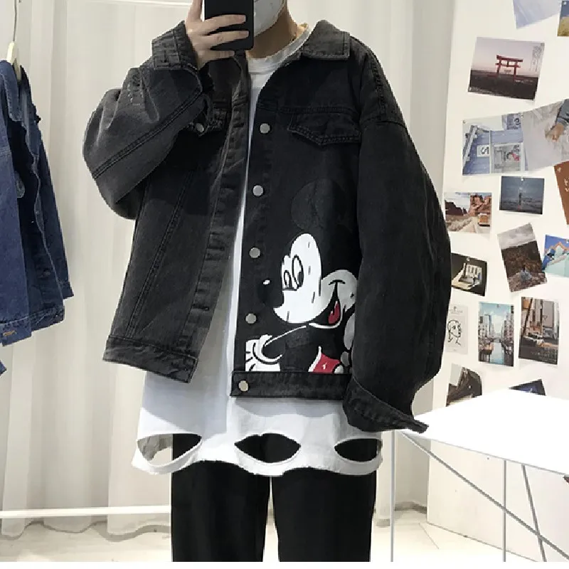 Disney Demin Jacket Mickey Mouse Print Women Coats Cartoon Jacket Autumn Spring Jeans Fashion Clothes Korean Style Casual Coats