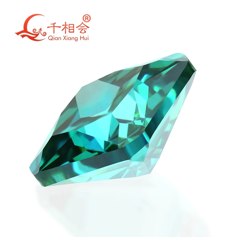 multi blue-green color  square shape cubic zirconia special color cz loose stone