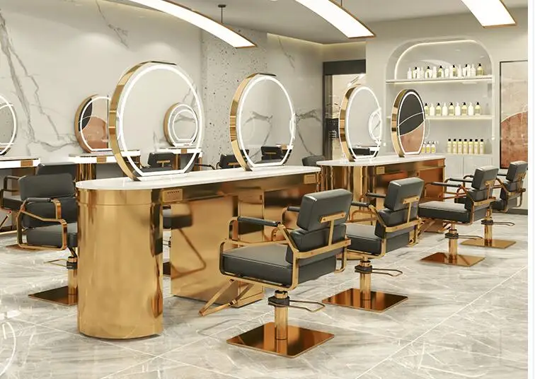 Barbershop mirror Hair salon dedicated floor ironing and dyeing table Hair salon hair cutting mirror