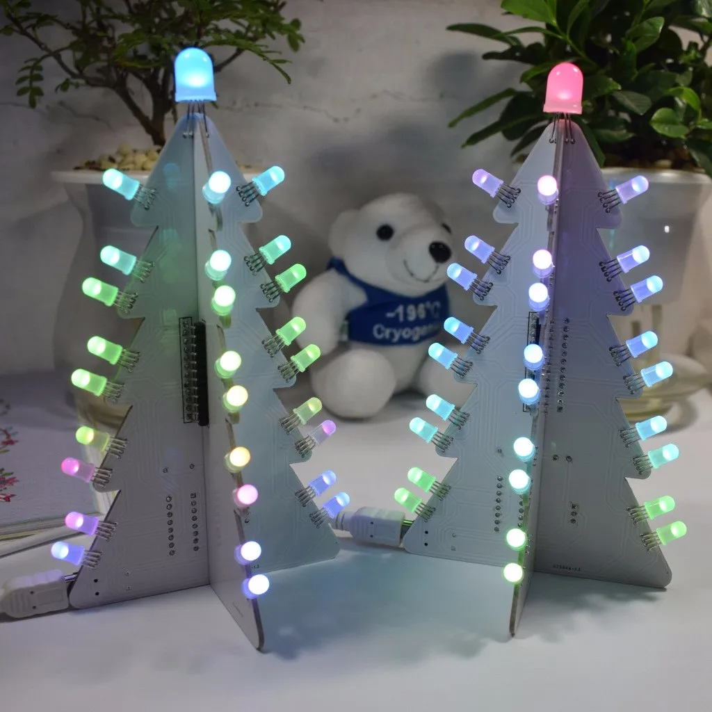 large DIY полноцветный светодиодный электронный Обучающий набор для рождественской елки 3D, акриловые украшения для дома - Цвет: large